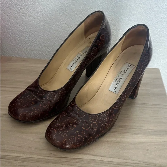 🛑 1 hour sale. Dolce & Gabbana, size 40 (US 9.5), Brown Rose, Floral Shoes - Picture 6 of 14